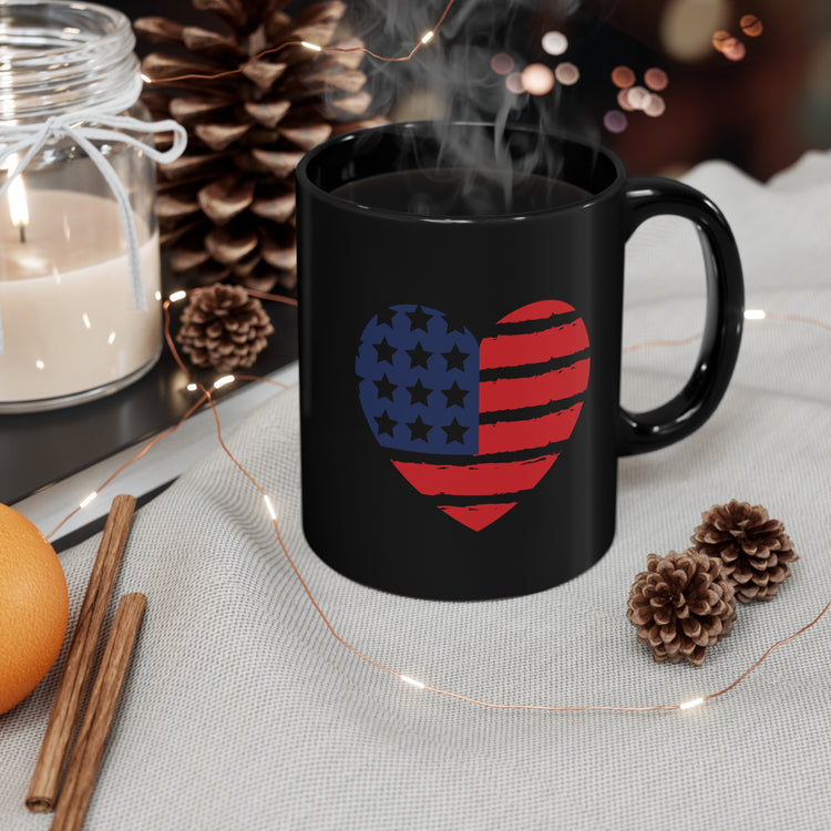Patriotic Heart American Flag 4th Of July Outfit Fourth Of July Clothing Black mug 11oz