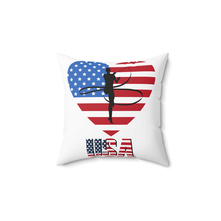 Humorous Acrobatics Athletic Patriotic Trampolining Acrobatic Sporty Spun Polyester Square Pillow