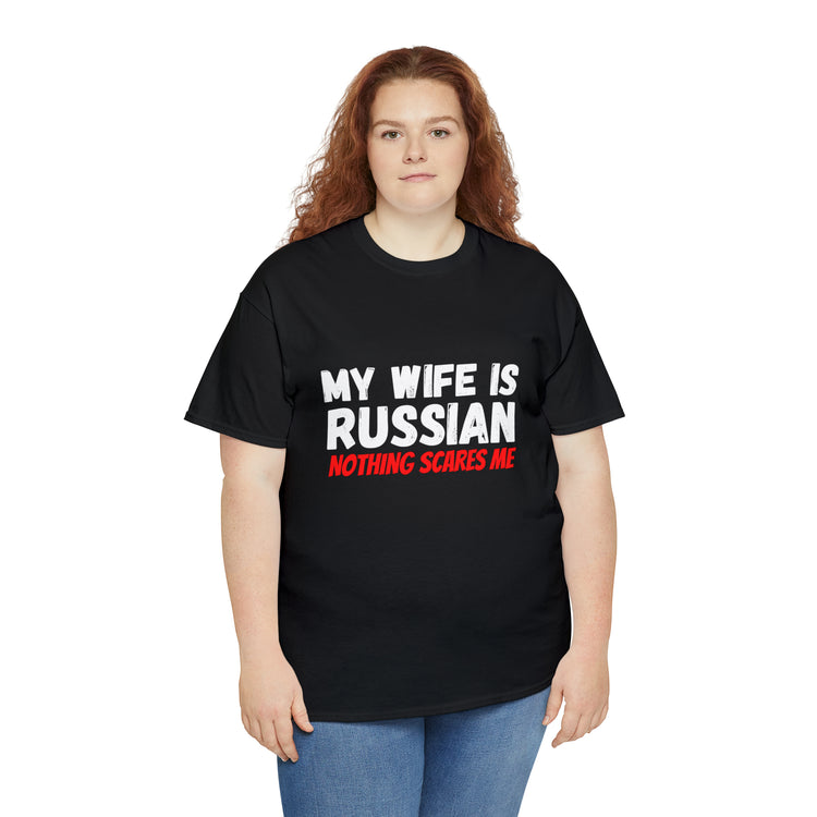 Shirt Funny My Wife's Russian Introvert Sayings Heritage Spouse T-Shirt Unisex Heavy Cotton Tee