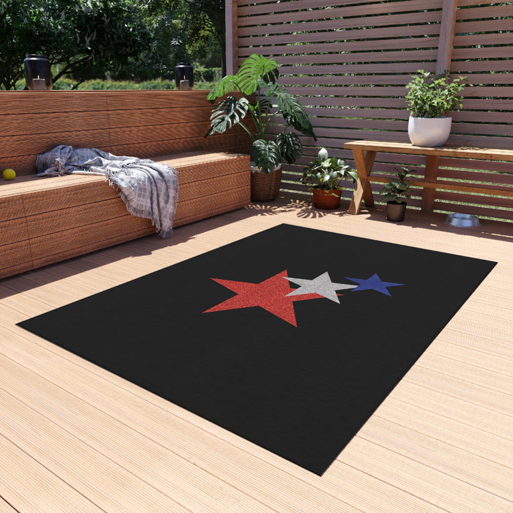 Three Stars Fourth Of July Outdoor Rug