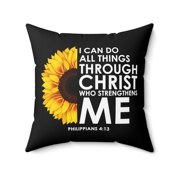 Inspirational Christianity Sunflowers Philippians Catholic Religious UScripture Spun Polyester Square Pillow