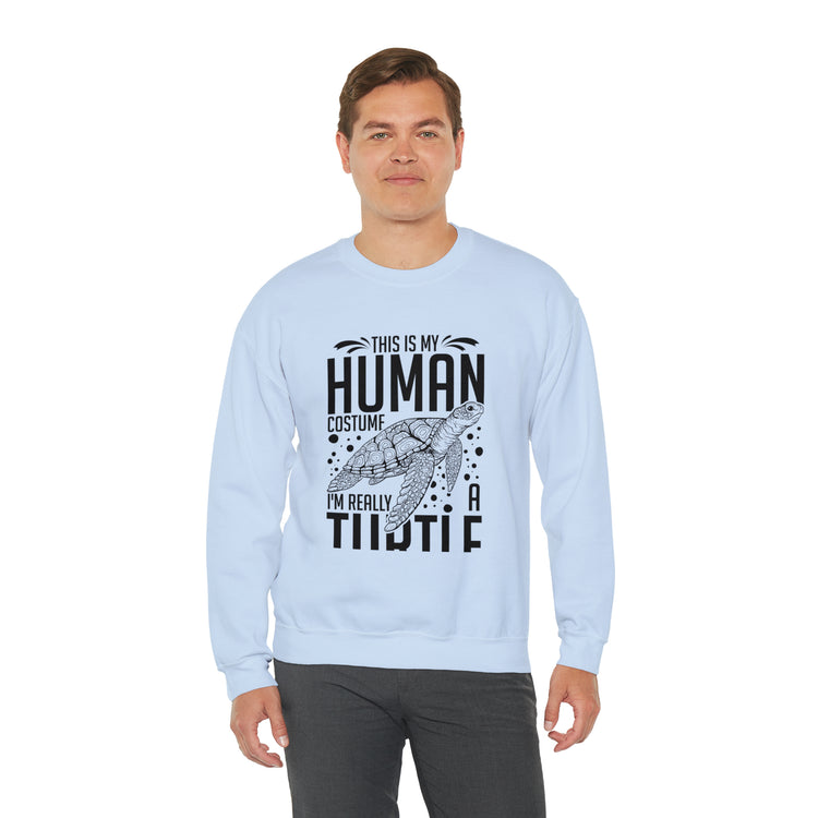 Funny Turtle Dressing Turtles Devotee Graphic Sayings Gag Unisex Crewneck Sweatshirt