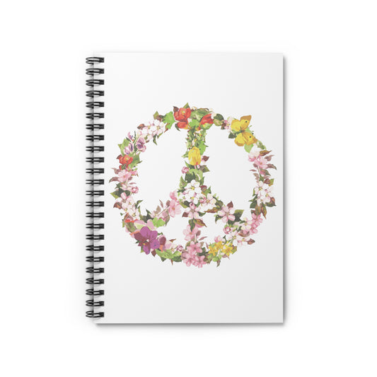 floral peace sign Spiral Notebook - Ruled Line