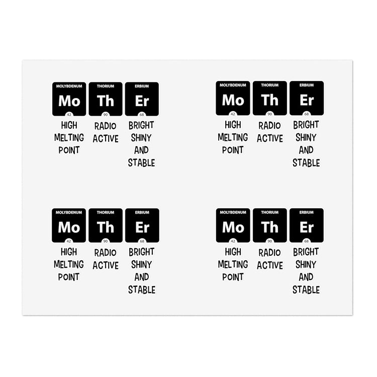 Mother Periodic Table Baby Bump Future Mom Shirt Sticker Sheets