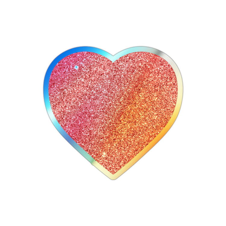 Red Glitter Effect Heart Valentines Day Men Women Holographic Die-cut Stickers