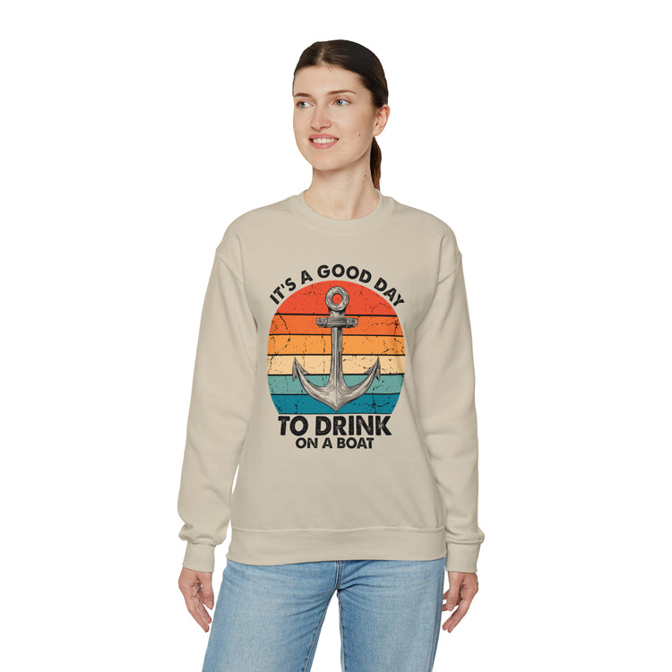 Humorous Its A Nice Day To Drink On A Boat Kayaking Graphic Unisex Crewneck Sweatshirt