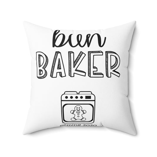 Bun Baker and Bun Maker New Dad and Future Mom Spun Polyester Square Pillow