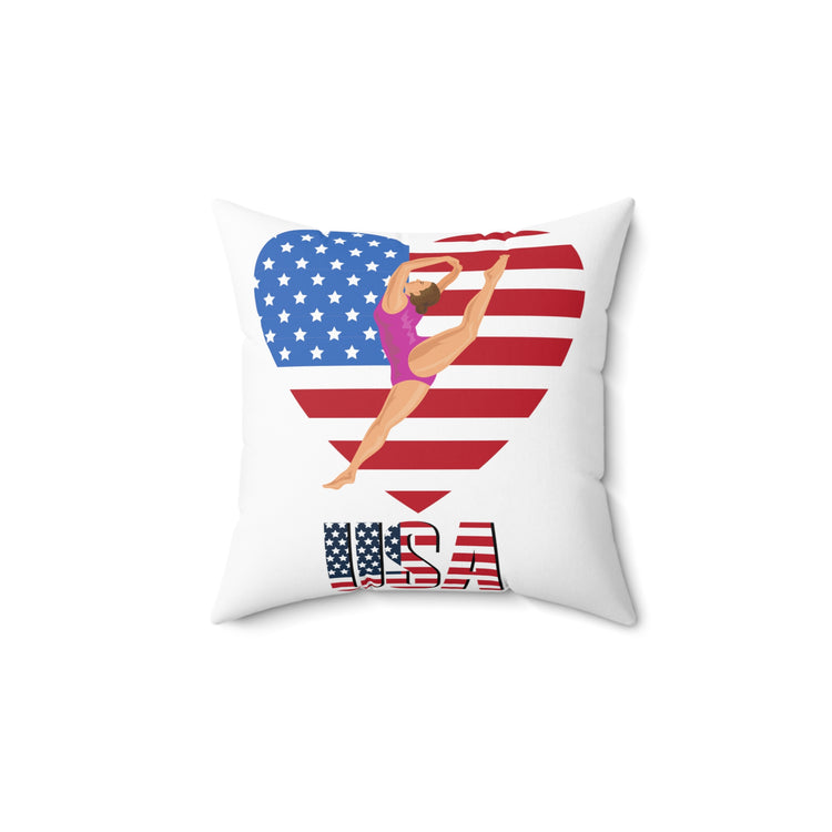 Humorous Acrobatics Athletic Trampolining Acrobatic Sporty Sports  Spun Polyester Square Pillow