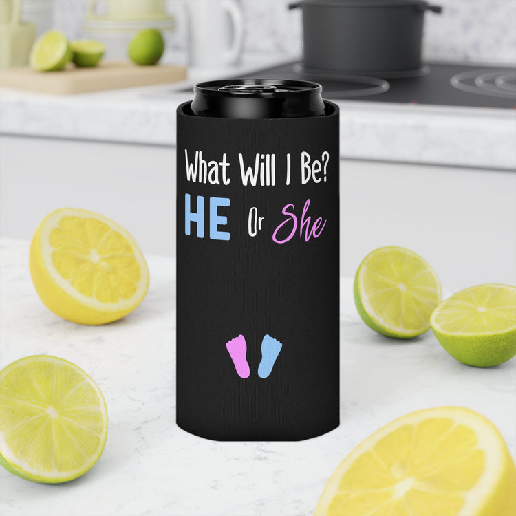 What Will I Be He or She Gender Reveal Can Cooler