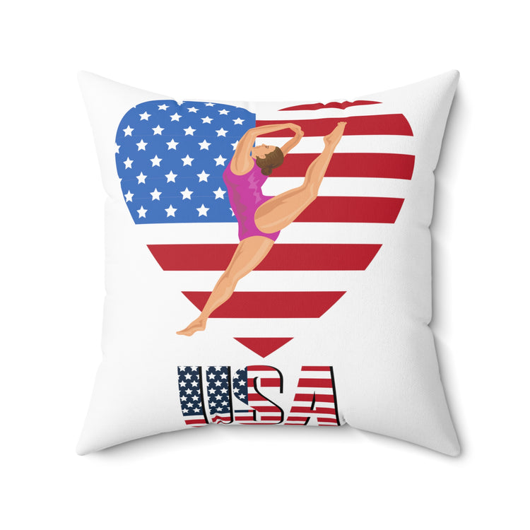 Humorous Acrobatics Athletic Trampolining Acrobatic Sporty Sports  Spun Polyester Square Pillow