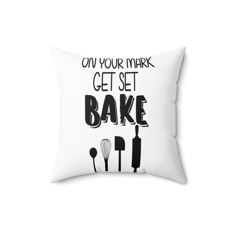 Humorous Baking Set Funny Retro Outdoor Adventures Bakers  Spun Polyester Square Pillow