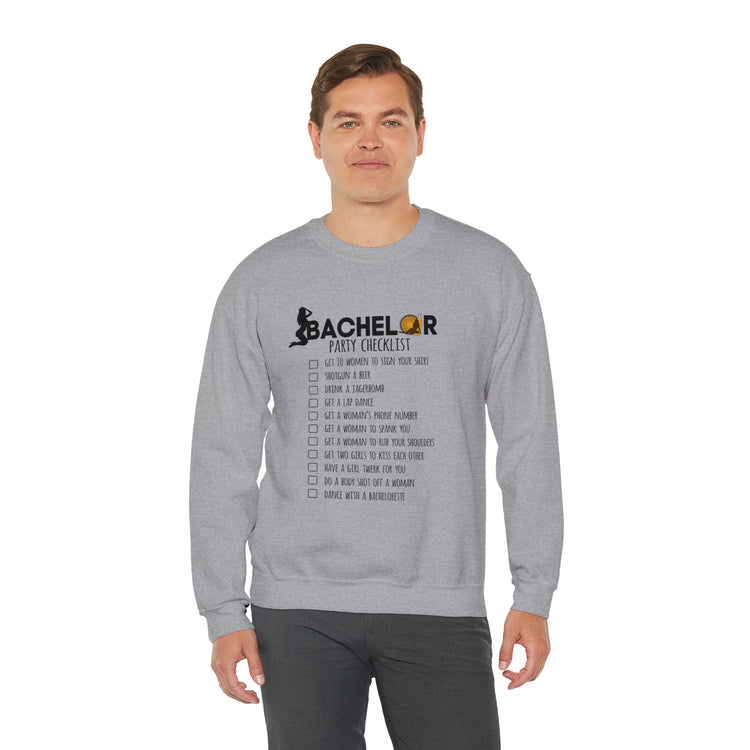 Novelty Bachelors Funny Bridal Marriage Checklist Line Unisex Crewneck Sweatshirt