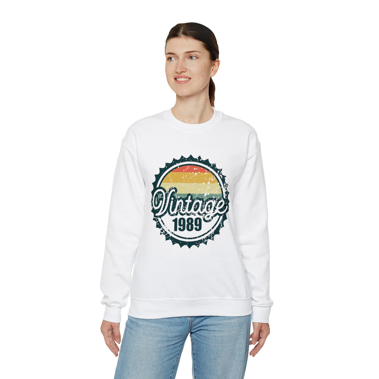 Vintage Thirties Birthday Distressed Illustration Funny Mockery Unisex Crewneck Sweatshirt