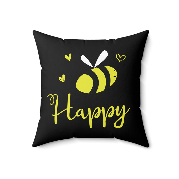 Bee Happy Spun Polyester Square Pillow