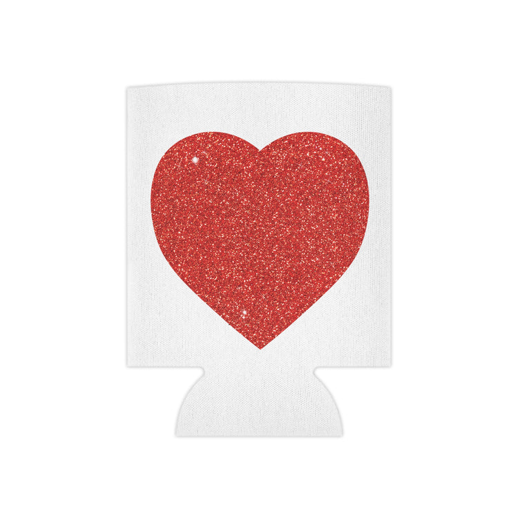 Red Glitter Effect Heart Valentines Day Men Women Can Cooler