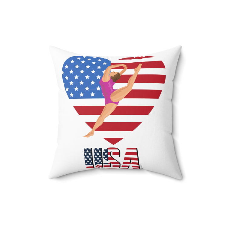 Humorous Acrobatics Athletic Trampolining Acrobatic Sporty Sports  Spun Polyester Square Pillow