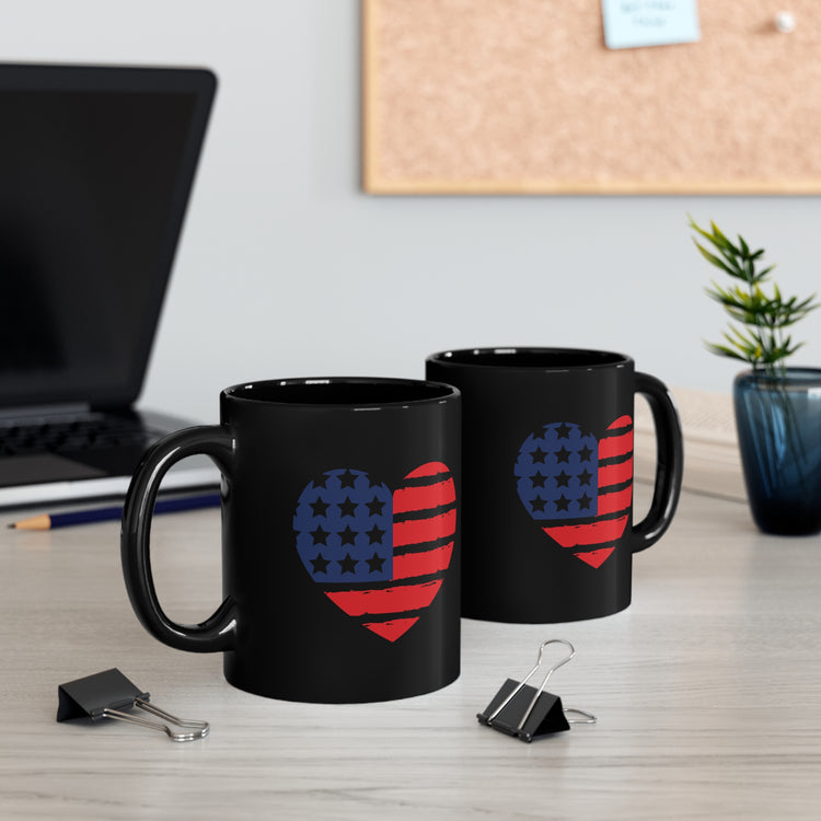 Patriotic Heart American Flag 4th Of July Outfit Fourth Of July Clothing Black mug 11oz