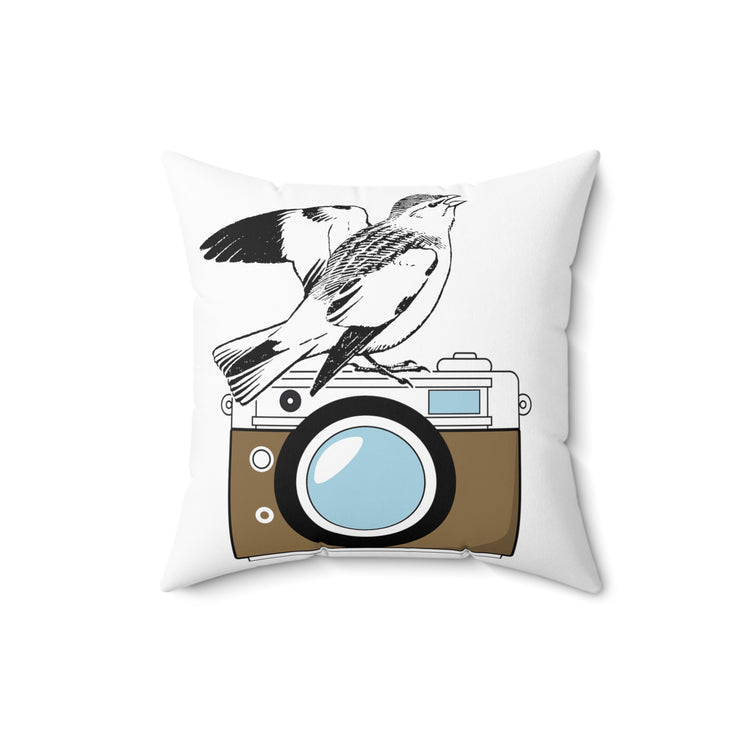 Hilarious Photography Birdwatching Birdwatcher Cameraman Ornithology Habitats Binoculars Spun Polyester Square Pillow