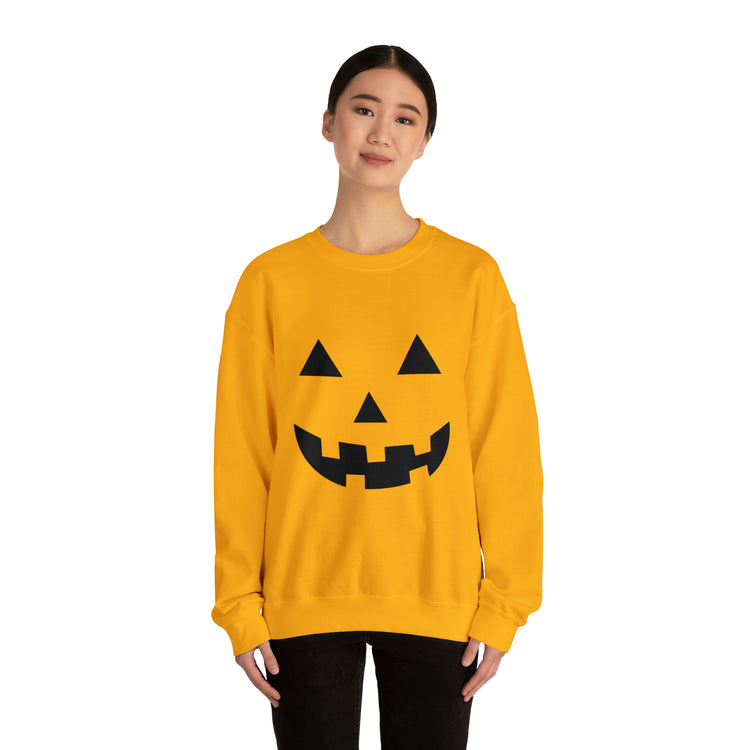 Humorous Pumpkins Illustration Tricks Treats Graphic Gag Unisex Crewneck Sweatshirt