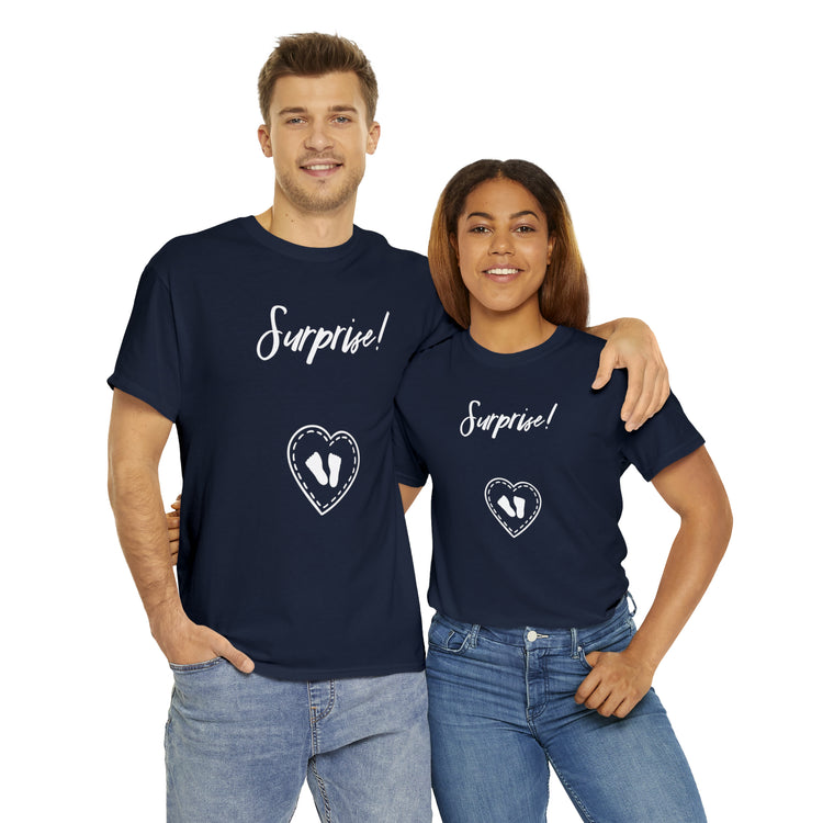 Shirt Funny Surprise Pregnancy Maternity Family Reunion Celebration T-Shirt Unisex Heavy Cotton Tee