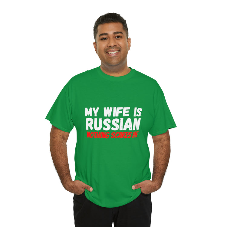 Shirt Funny My Wife's Russian Introvert Sayings Heritage Spouse T-Shirt Unisex Heavy Cotton Tee