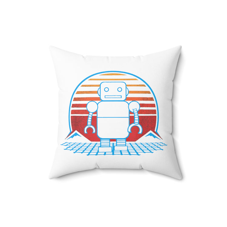 Humorous Old-Fashioned Automated AI Machines Spun Polyester Square Pillow