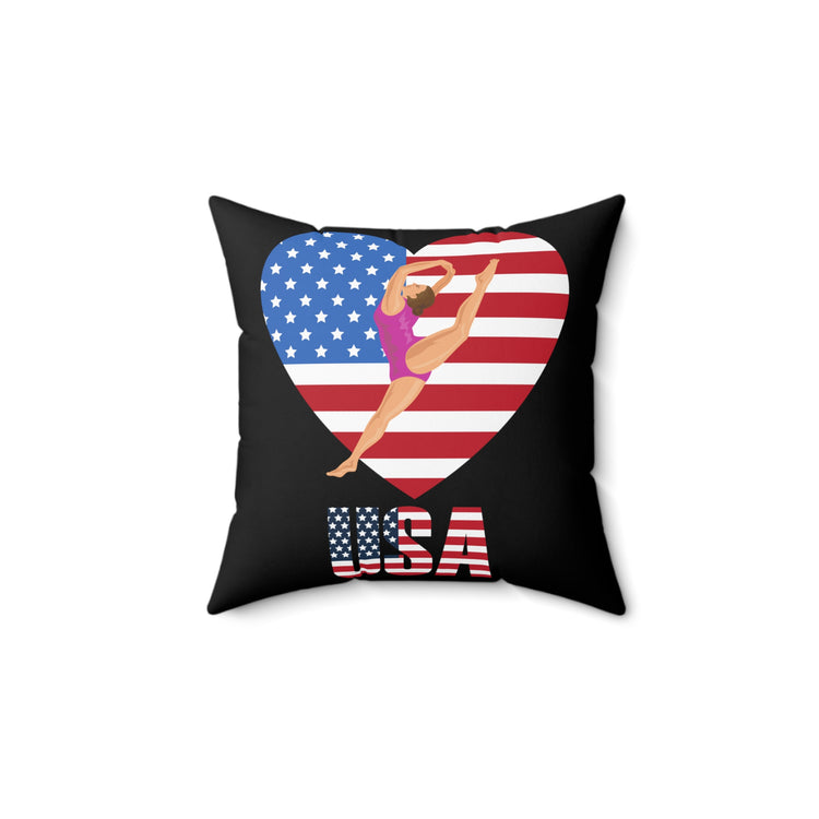 Humorous Acrobatics Athletic Patriotic Patriotism Lover Spun Polyester Square Pillow