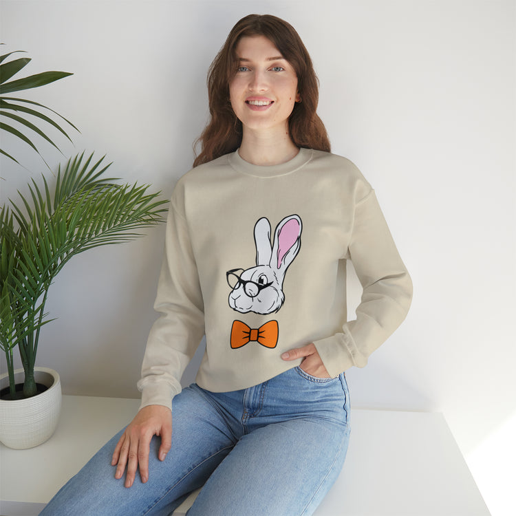 Funny Christian Egg Hunting Brainy Nerd Bunny Unisex Crewneck Sweatshirt