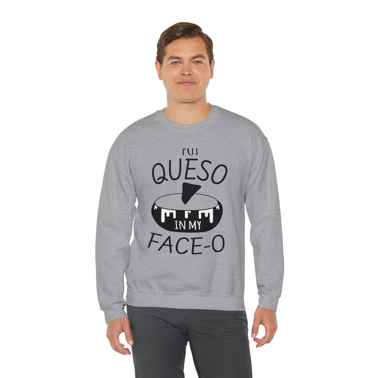 Humorous Mexican Queso Enthusiasts Food Illustration Gags Unisex Crewneck Sweatshirt