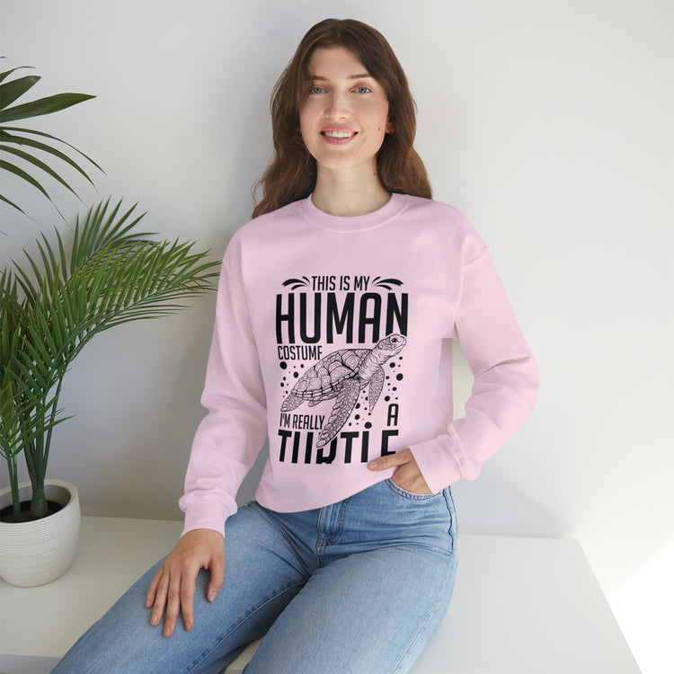 Funny Turtle Dressing Turtles Devotee Graphic Sayings Gag Unisex Crewneck Sweatshirt