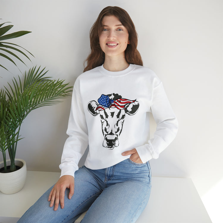 Humorous Cow Bandana Sarcastic Illustration Pun Mockeries Unisex Crewneck Sweatshirt