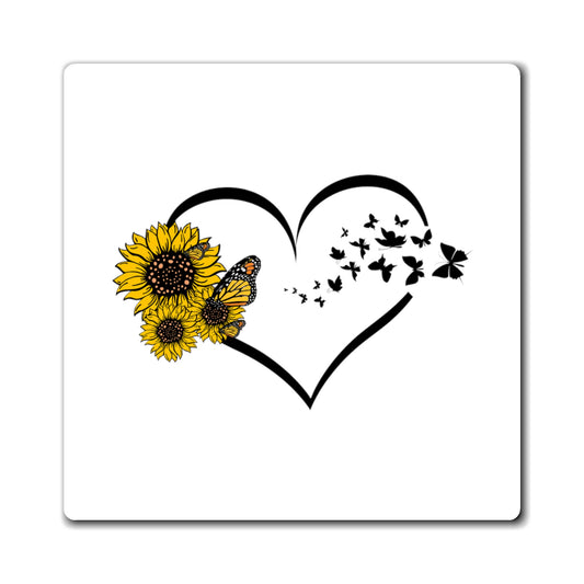 Hilarious Sunflower Heart Butterflies Bohemian Enthusiast Humorous Hippy Flower Environment Biodiversity Magnets