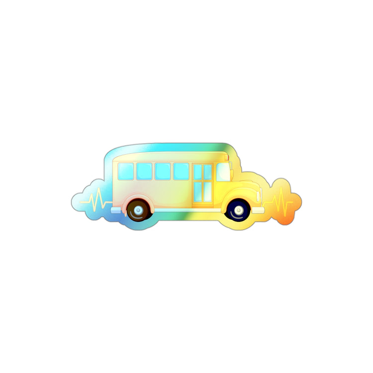 Novelty Heartbeats Students Transportation Motorbus Schooling Holographic Die-cut Stickers