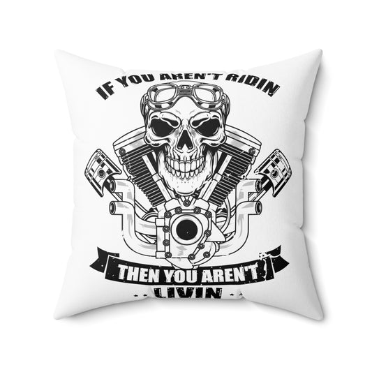 Vintage Motorcyclists Driving Statements Illustration Spun Polyester Square Pillow