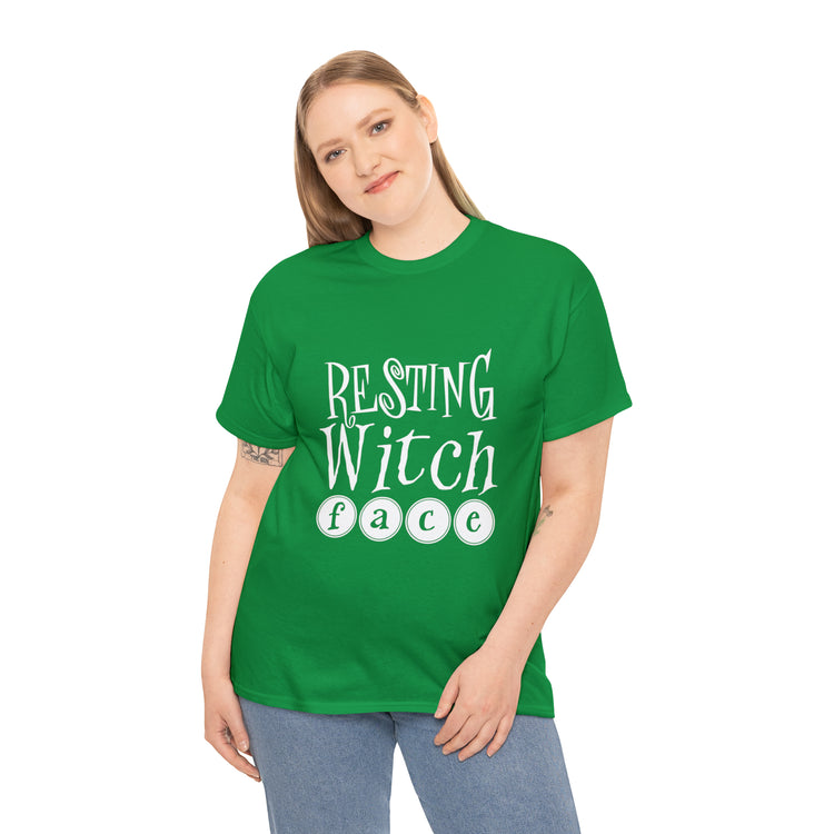 Shirt Funny Resting Witch Face humor Halloween Seasonal Magical T-Shirt Unisex Heavy Cotton Tee