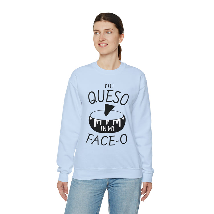 Humorous Mexican Queso Enthusiasts Food Illustration Gags Unisex Crewneck Sweatshirt