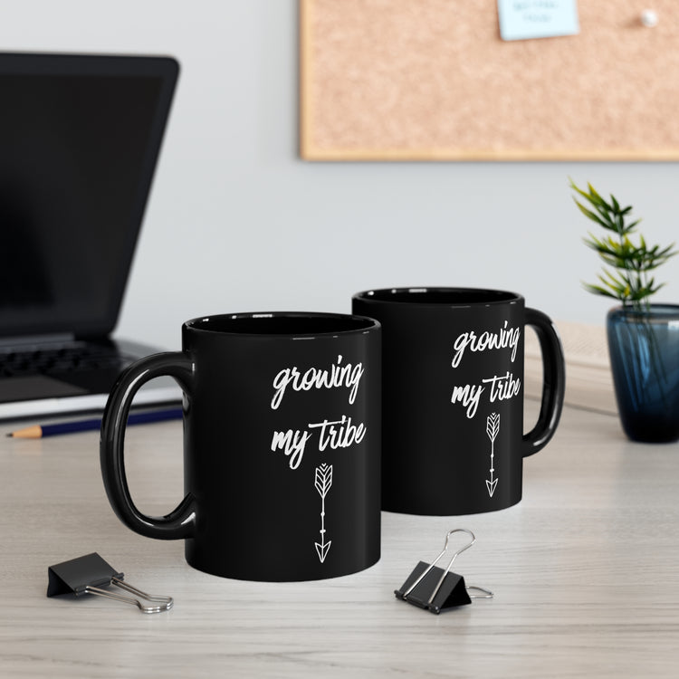 Growing My Tribe Future Mom Baby Bump Black mug 11oz