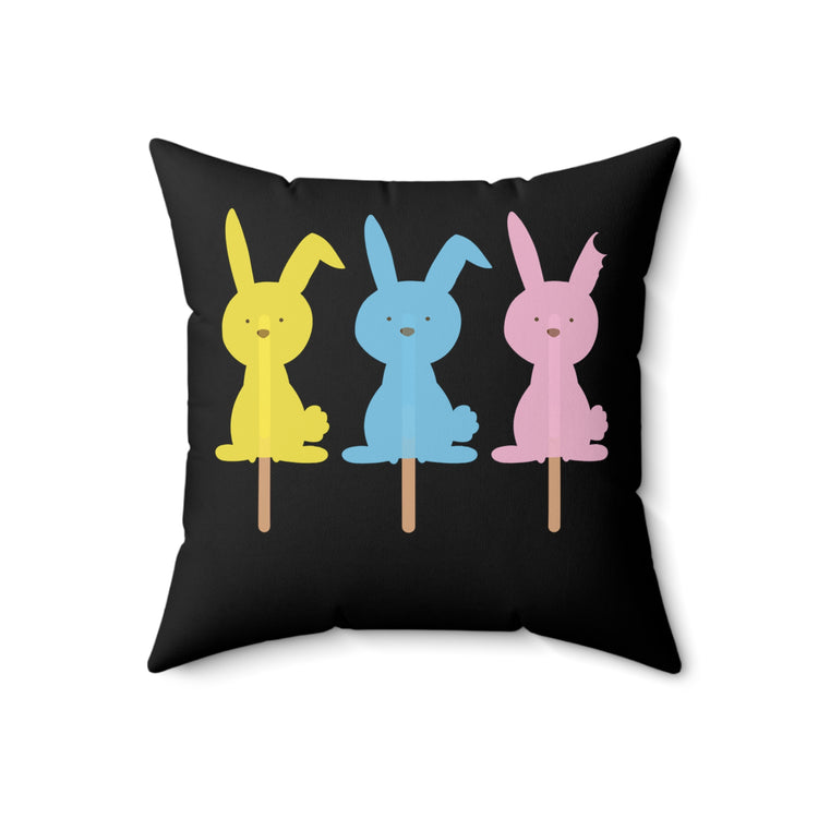 Easter Bunny Peepsicles Christians Holiday Men Wom Spun Polyester Square Pillow