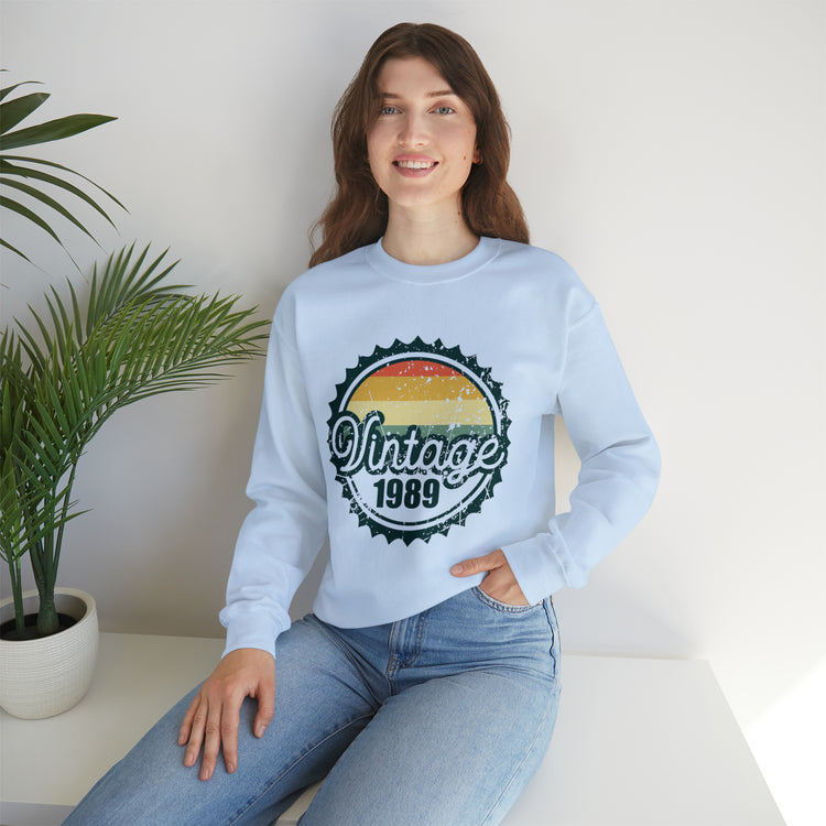 Vintage Thirties Birthday Distressed Illustration Funny Mockery Unisex Crewneck Sweatshirt