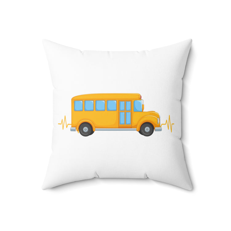 Novelty Heartbeats Students Transportation Motorbus Schooling Spun Polyester Square Pillow