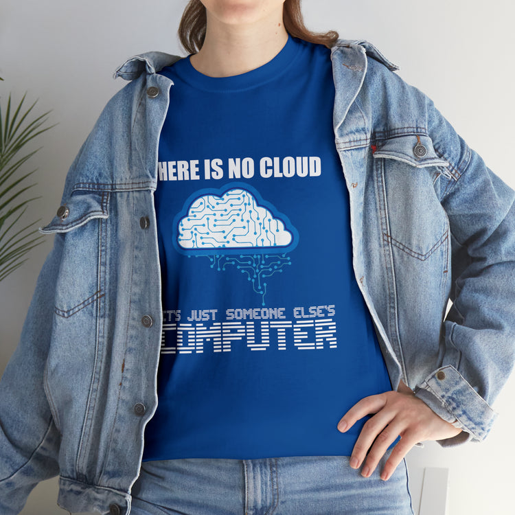 Shirt Funny There's No Cloud Sarcastic Programmers Quote Computer Science Software Tech T-Shirt Unisex Heavy Cotton Tee