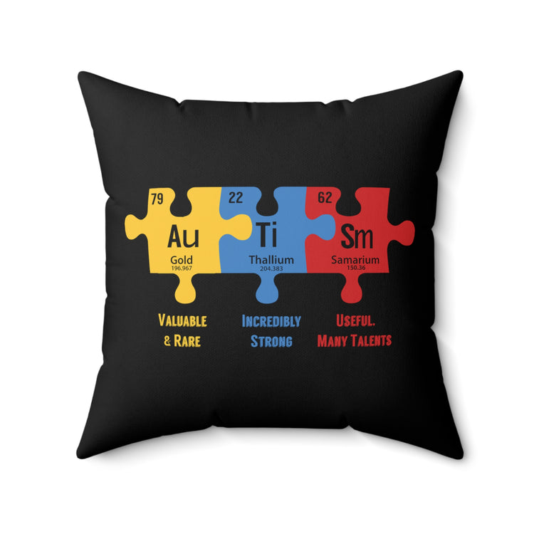 Autism Awareness Puzzle Periodic Elements Autistic Behavior  T Shirt Spun Polyester Square Pillow