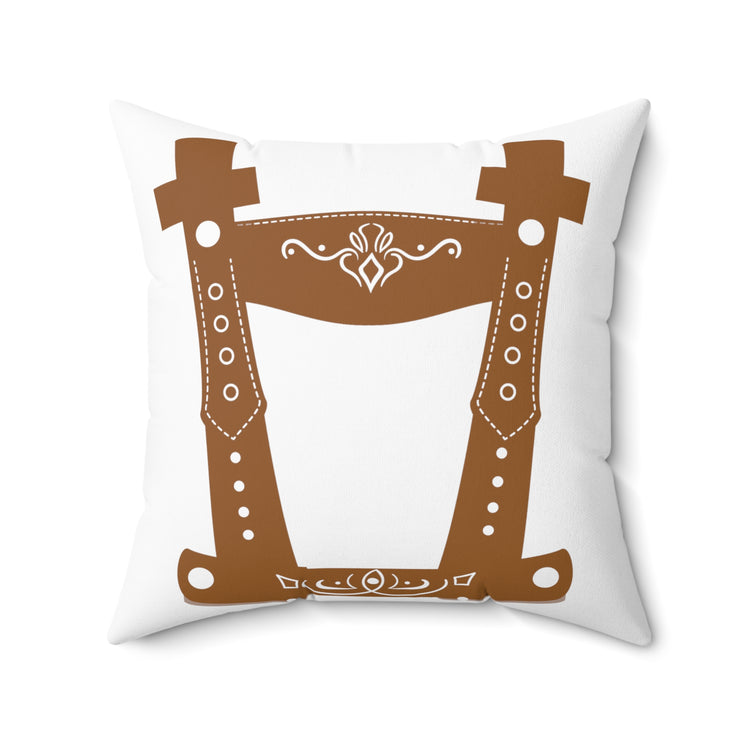 Humorous Leather Bavaria Tracht Dirndl Germany Holidays Germanic religious Spun Polyester Square Pillow