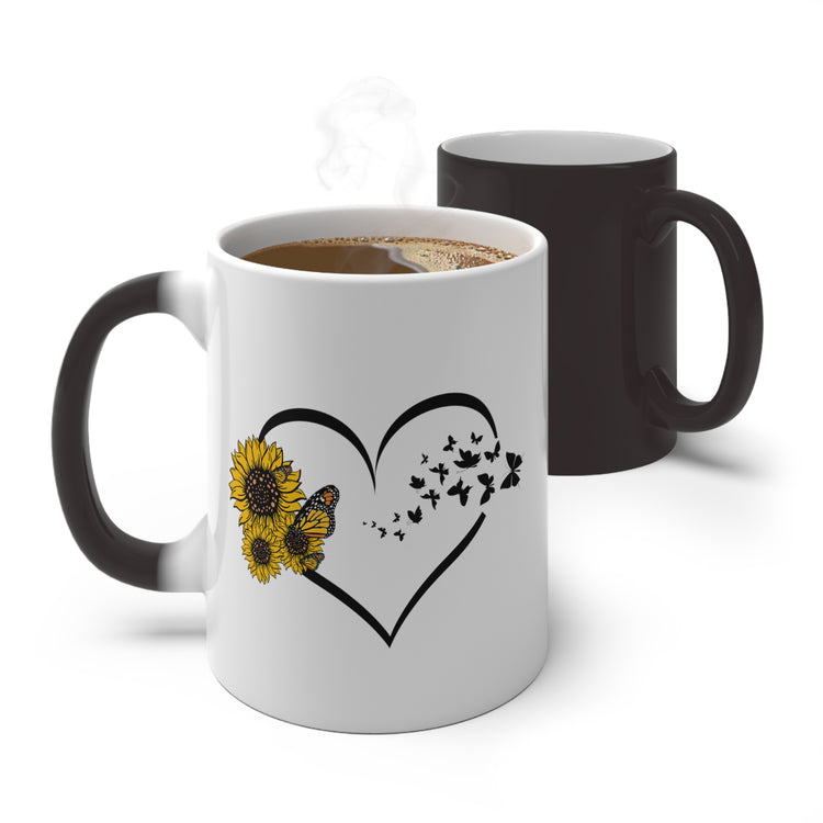 Hilarious Sunflower Heart Butterflies Bohemian Color Changing Mug