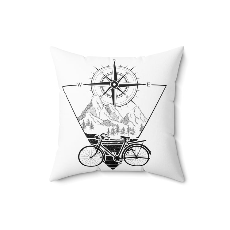 Novelty Vintage Mountain Fan Biking Bicycling Enthusiast Spun Polyester Square Pillow