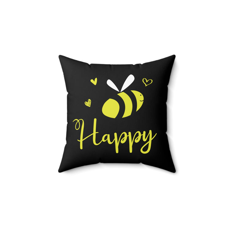 Bee Happy Spun Polyester Square Pillow