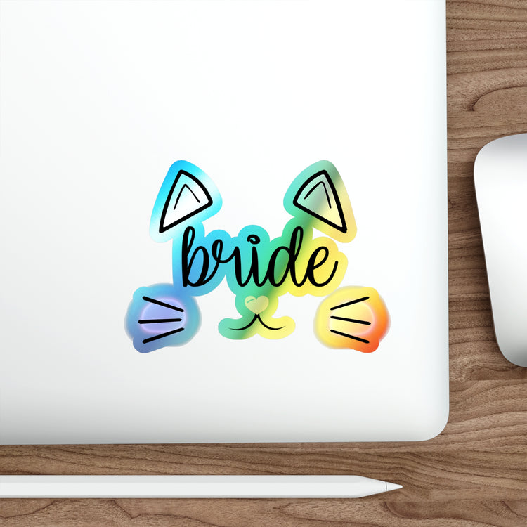 Bride Cat Bachelorette Team Bride Shirt Bridal Holographic Die-cut Stickers