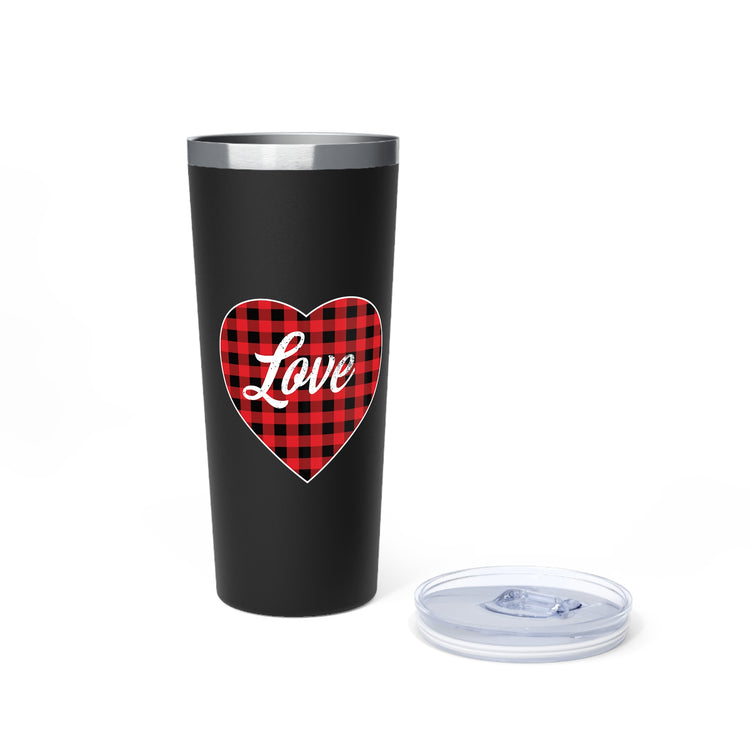 buffalo plaid heart 2 Copper Vacuum Insulated Tumbler, 22oz