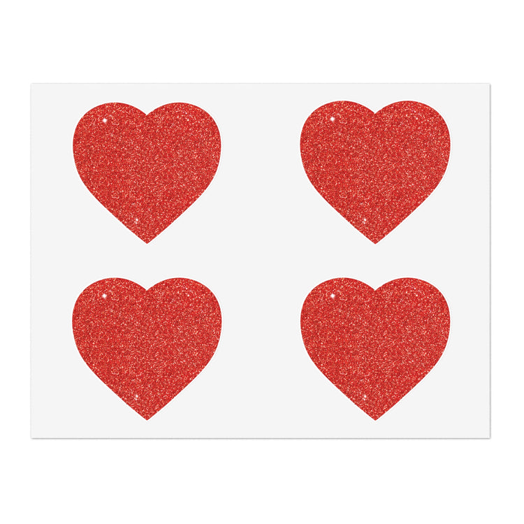 Red Glitter Effect Heart Valentines Day Men Women Sticker Sheets