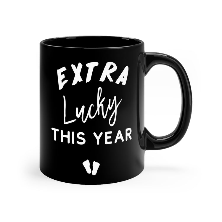 Extra Lucky This Year Thankful Future Mom Baby Bump Black mug 11oz